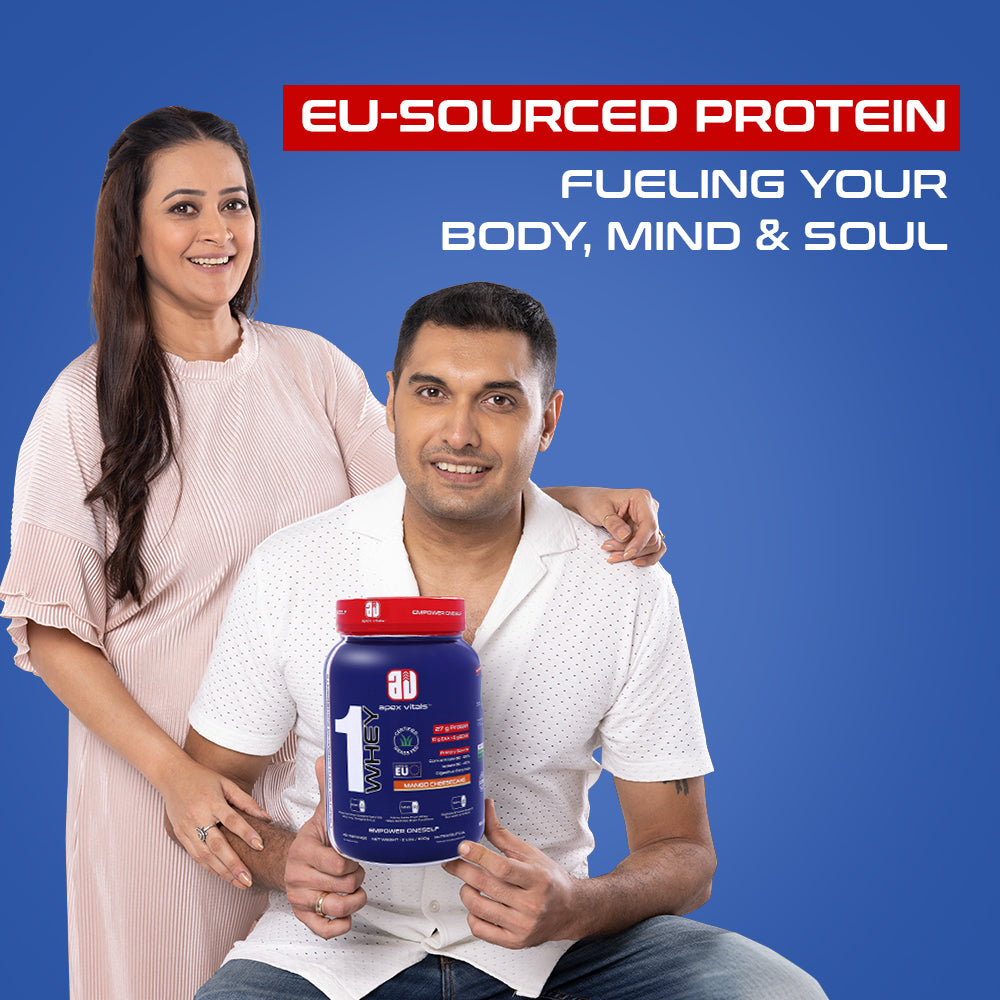 Apex Vitals 1 Whey|Grass-Fed Whey|Made In Europe|FDA,EFSA & FSSAI Certified|27g Protein, 10g EAA+ 5g BCAA|Concentrate 80-60%, Isolate 86-40%,Digestive Enzymes|2lbs (900g)-25+ Ser- Mango Cheesecake