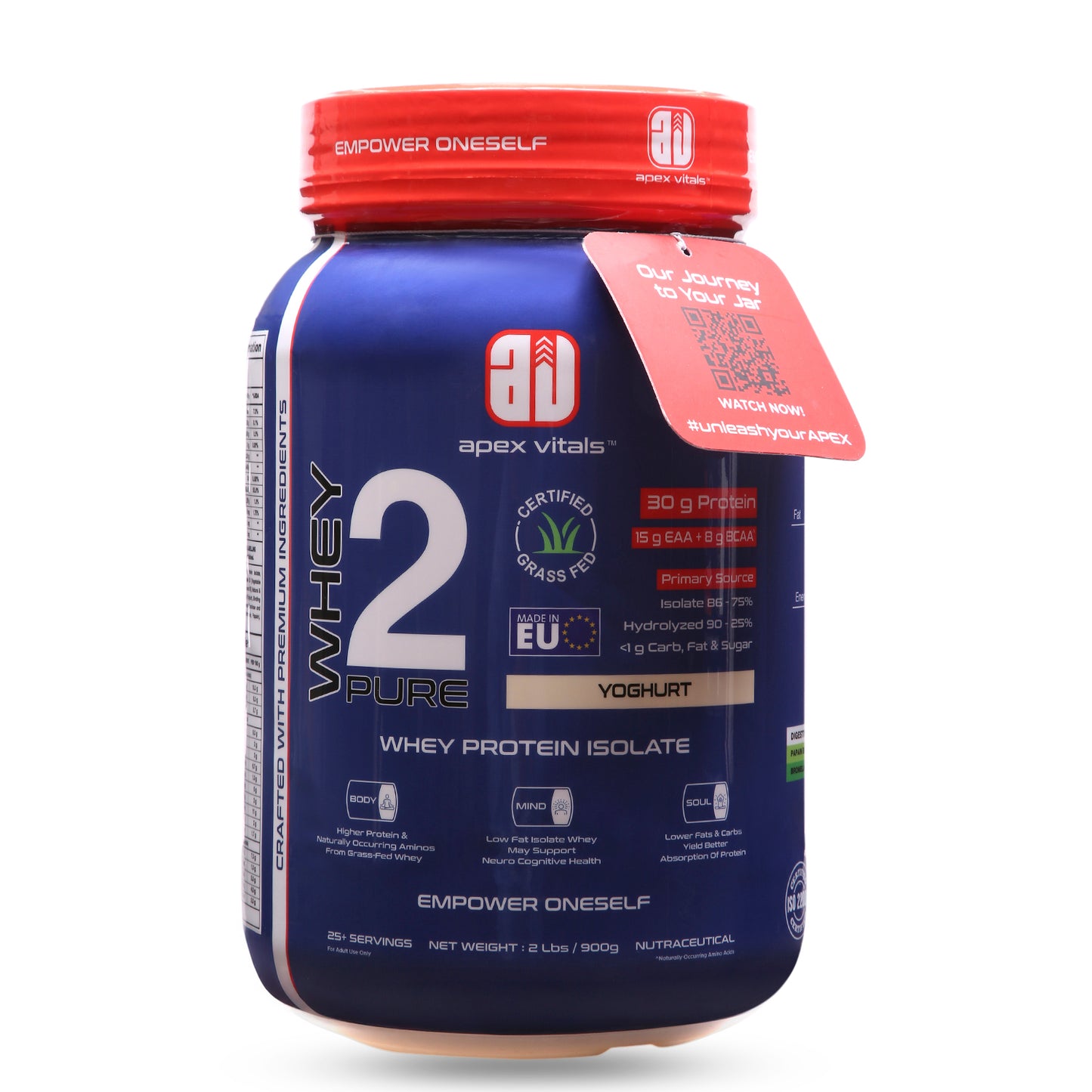 Apex Vitals Whey Protein Isolate Yogurt 2 Lbs New