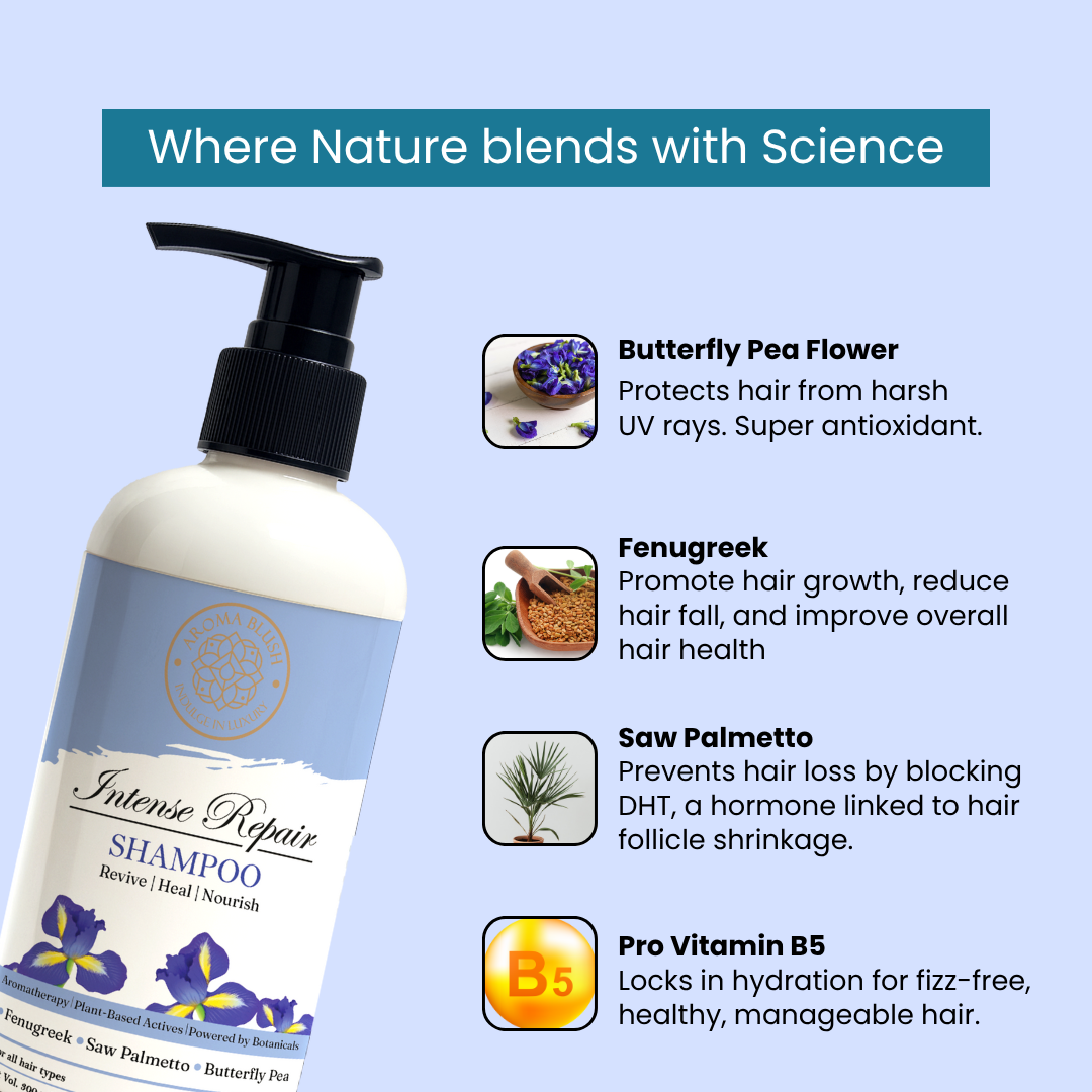 AROMABLUSH Intense Repair Shampoo, Conditioner & Hairmask Combo