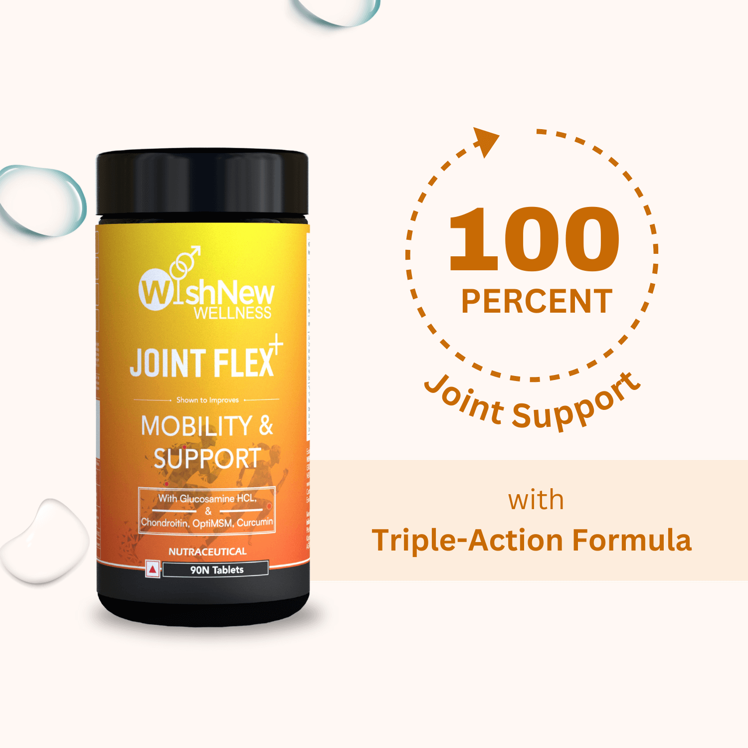 WishNew Wellness JOINT FLEX+ | Advanced Joint Support Formula with Glucosamine, Chondroitin & MSM | Enhances Mobility & Flexibility | 90 Tablets for Optimal Joint Health & Wellbeing