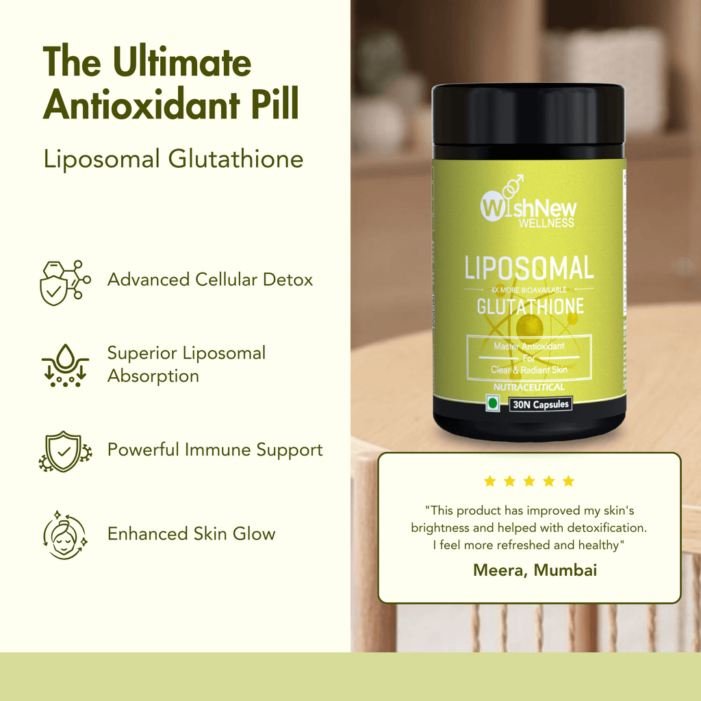 Wishnew Wellness LIPOSOMAL GLUTATHIONE Capsules - For Youthful & Radiant Skin | Immune Health | 30 Vegetarian Capsules - With Enhanced Bioavailability & Antioxidant Support | Suitable for Men & Women Pack of 2