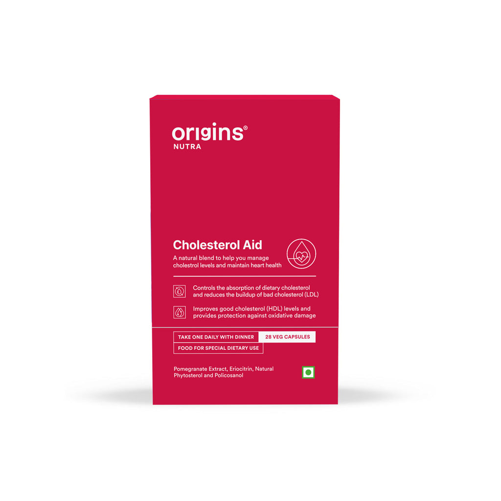 Origins Nutra Cholesterol Aid |Cholesterol Balance, Helps Reduce LDL, Boosts HDL |Plantsterols, Pomegranate Extract, Eriocitrin, Policosonal | Vegan-Friendly|GMP Certified|For Men & Women|28 Veg Capsules
