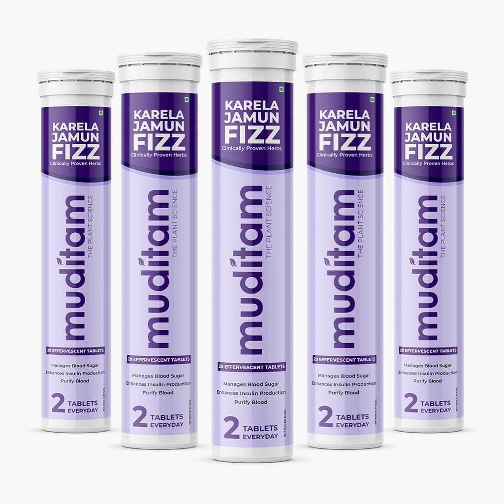 Muditam Ayurveda Karela Jamun Fizz-100 Effervescent Tablets(Karela Jamun Juice)|Helps in High Sugar Condition|Promotes Healthy Glucose Levels|Boosts Digestive Health| Ideal For 50 Days
