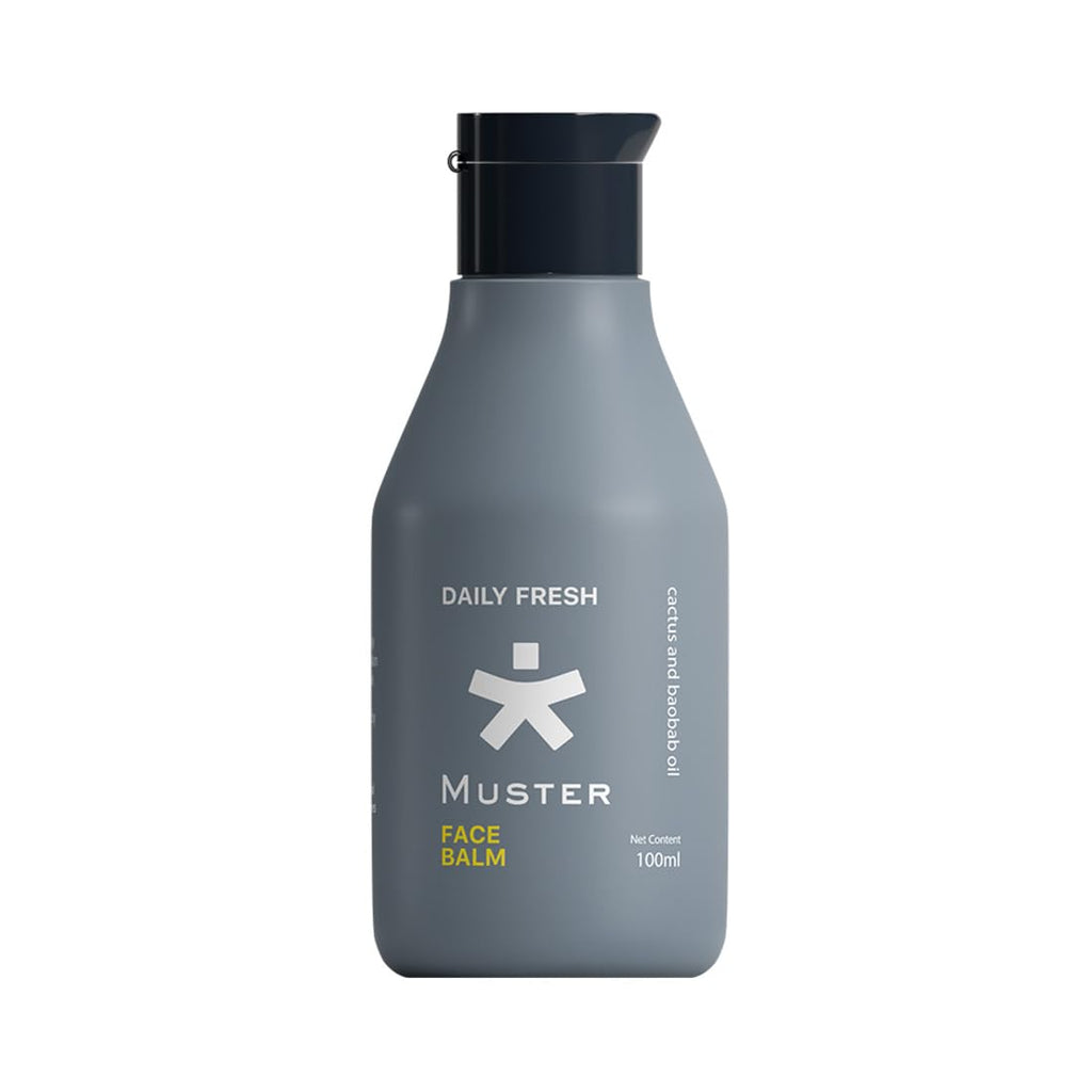Muster Daily Fresh Face Balm for Men | 100 ML | After Shave | Reduces Dark Spots | Hydrates & Soothes | Cactus & Baobab Oil | Antioxidant-Rich