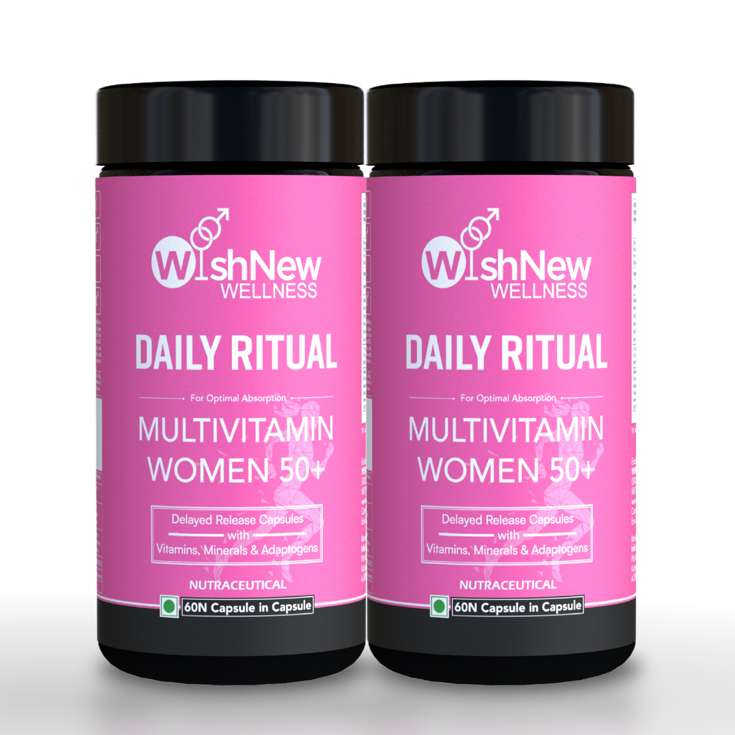 WishNew Wellness Daily Ritual Women's 50+ Multivitamin | Comprehensive Nutrient Blend for Menopause, Skin & Joint Health | 60 Delayed Release Oil Capsules for Optimal Absorption & Wellbeing Pack of 2
