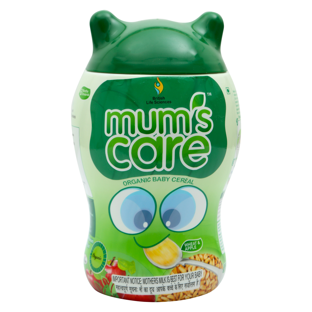 Mums Care Organic baby cereal | From 6 months | Organic cereal | source of Protein & fiber | 300gm | Wheat & Apple