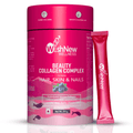 WishNew Wellness BEAUTY COLLAGEN COMPLEX | Radiant Hair, Skin & Nails | 21 Sachets with Collagen, Hyaluronic Acid, Biotin, Vitamins E & C, Rosehip & Curcumin Extracts | Enhanced Absorption Formula | Blueberry