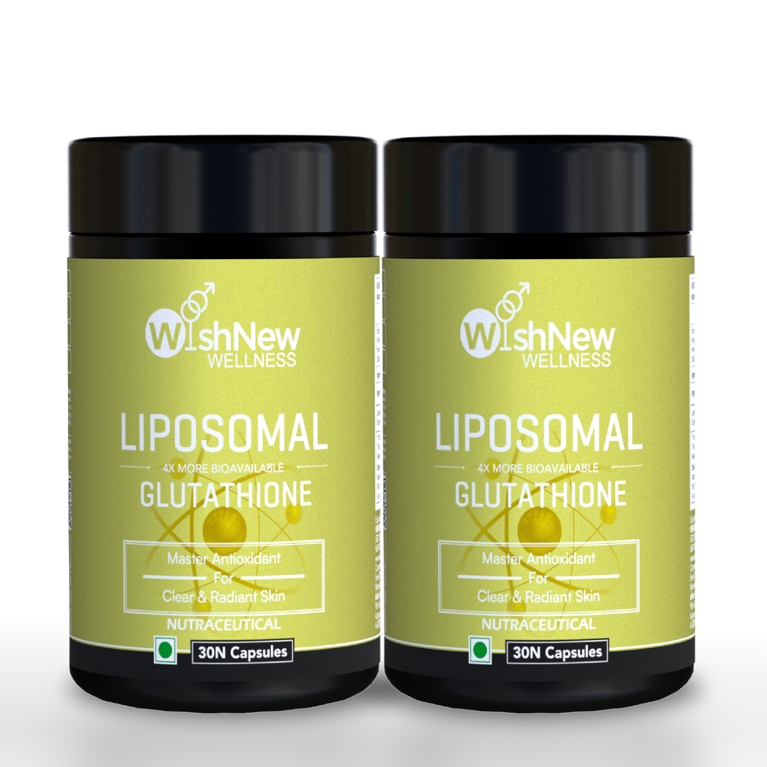 Wishnew Wellness LIPOSOMAL GLUTATHIONE Capsules - For Youthful & Radiant Skin | Immune Health | 30 Vegetarian Capsules - With Enhanced Bioavailability & Antioxidant Support | Suitable for Men & Women Pack of 2