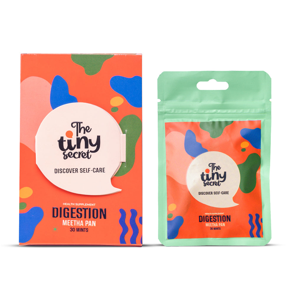 The Tiny Secret Digestion Fit Mints | Metabolic Booster | Zero Sugar & Low Calorie | Protects Gut from Infection | With FOS Prebiotics & 10 Billion Cfu Probiotics | Meetha Pan Flavour | 30 Mints Pack of 2