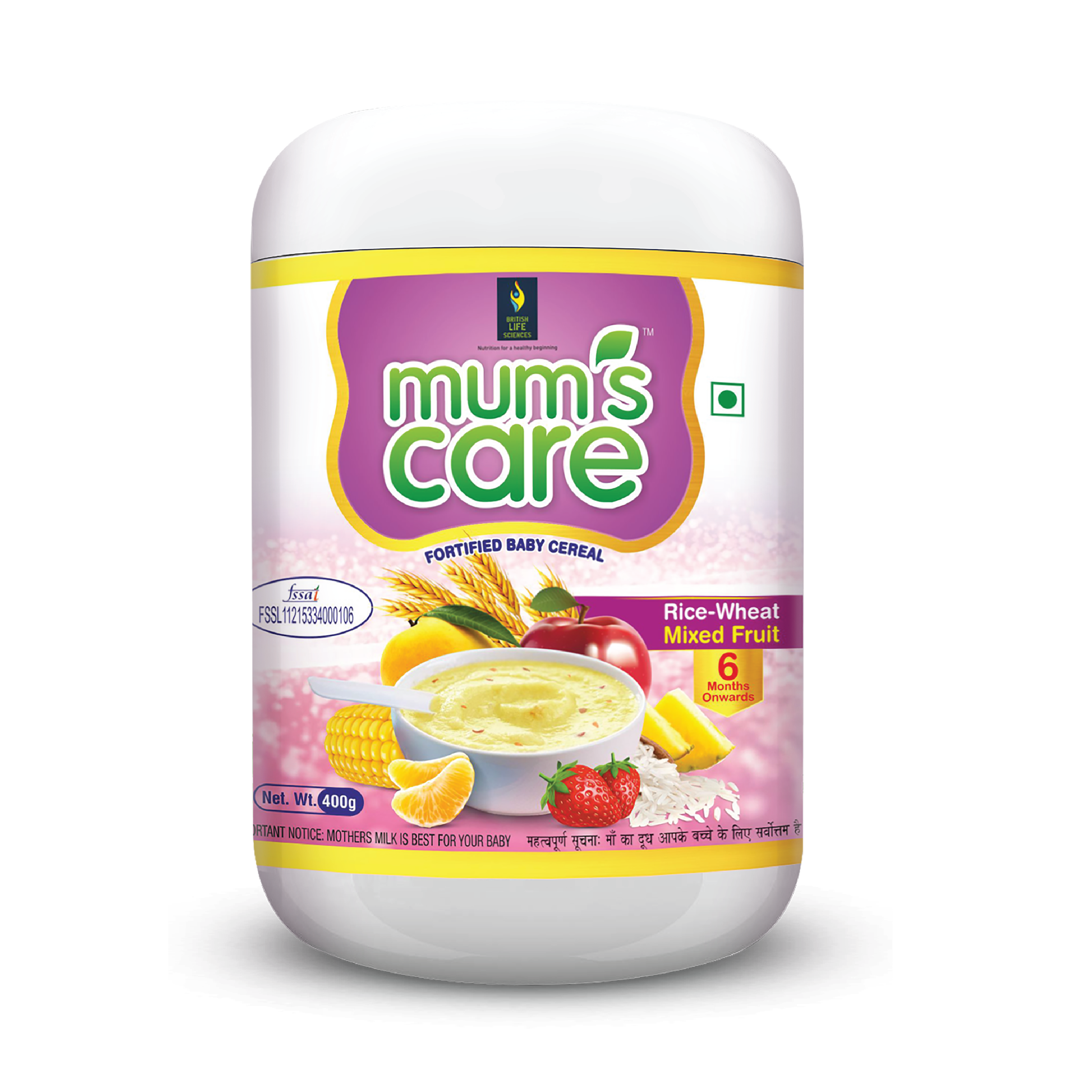 Mums Care Organic baby cereal | From 6 months | Organic cereal | 23 Essential vitamins & Minerals | 300gm | Mixed Fruit