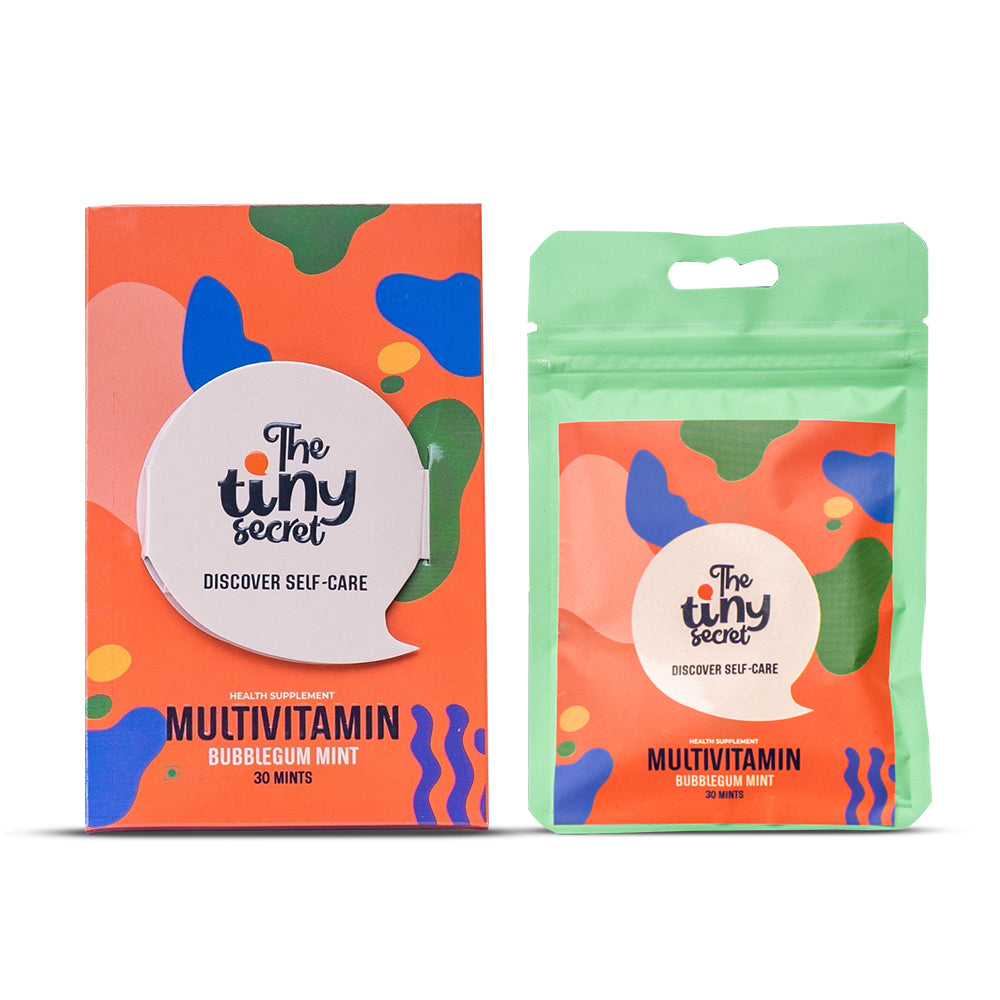 The Tiny Secret Multivitamin Fit Mints | Supports Overall Health | Zero Sugar, Low Fat & Calorie | With 24 Essential vitamins & Minerals | Bubblegum Flavour | 30 Mints Pack of 2