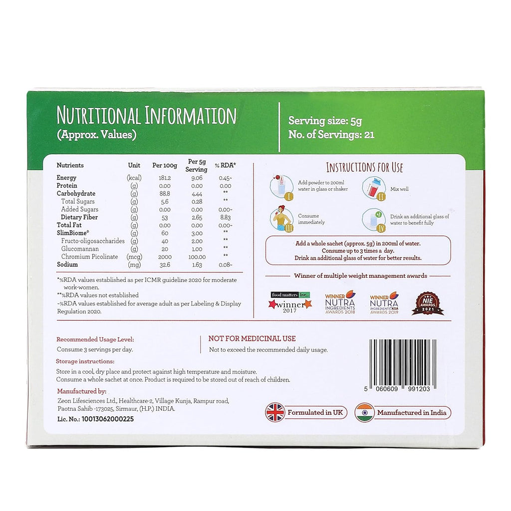 GoFigure Pre Meal Supplement Powder Shot Strawberry & Kiwi Flavor, 21 Sachets (5g Each) | With Slimbiome for Weight Loss & Weight Management, Metabolism Support | Appetite Control for Men & Women