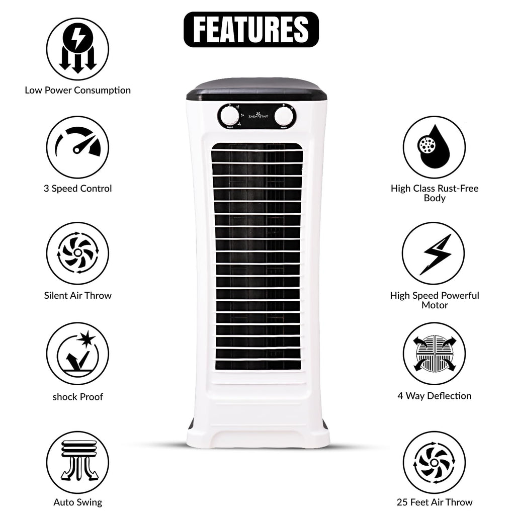 ZADASTAR ZS BREEZY TOWER FAN | 25 FEET AIR THROW | CHILD SAFE TOWER FAN