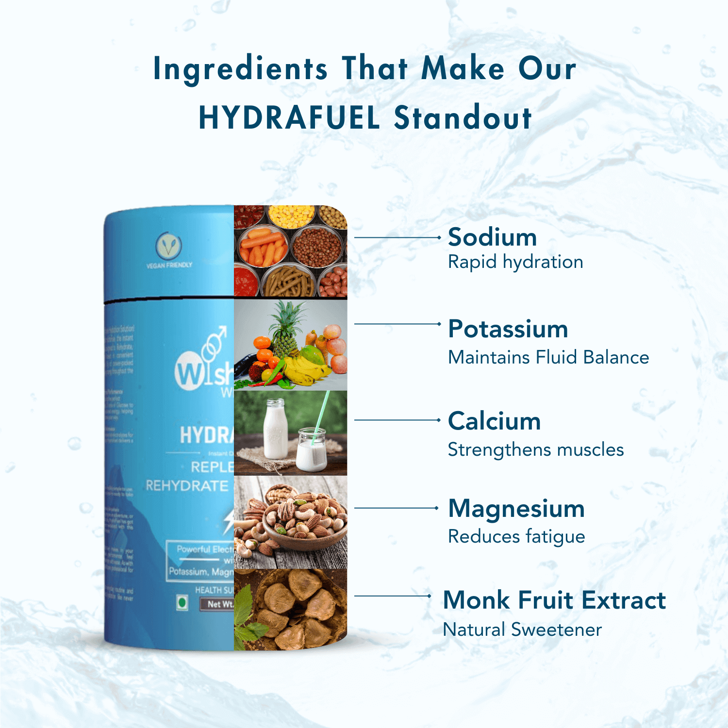 WishNew Wellness HydraFuel: Prime Electrolyte Energy Workout Drink Mix | Get Daily Hydration & Instant Energy Boost | Blueberry Flavor with natural Sweetness| 20 Sachets | Suitable for Men & Women