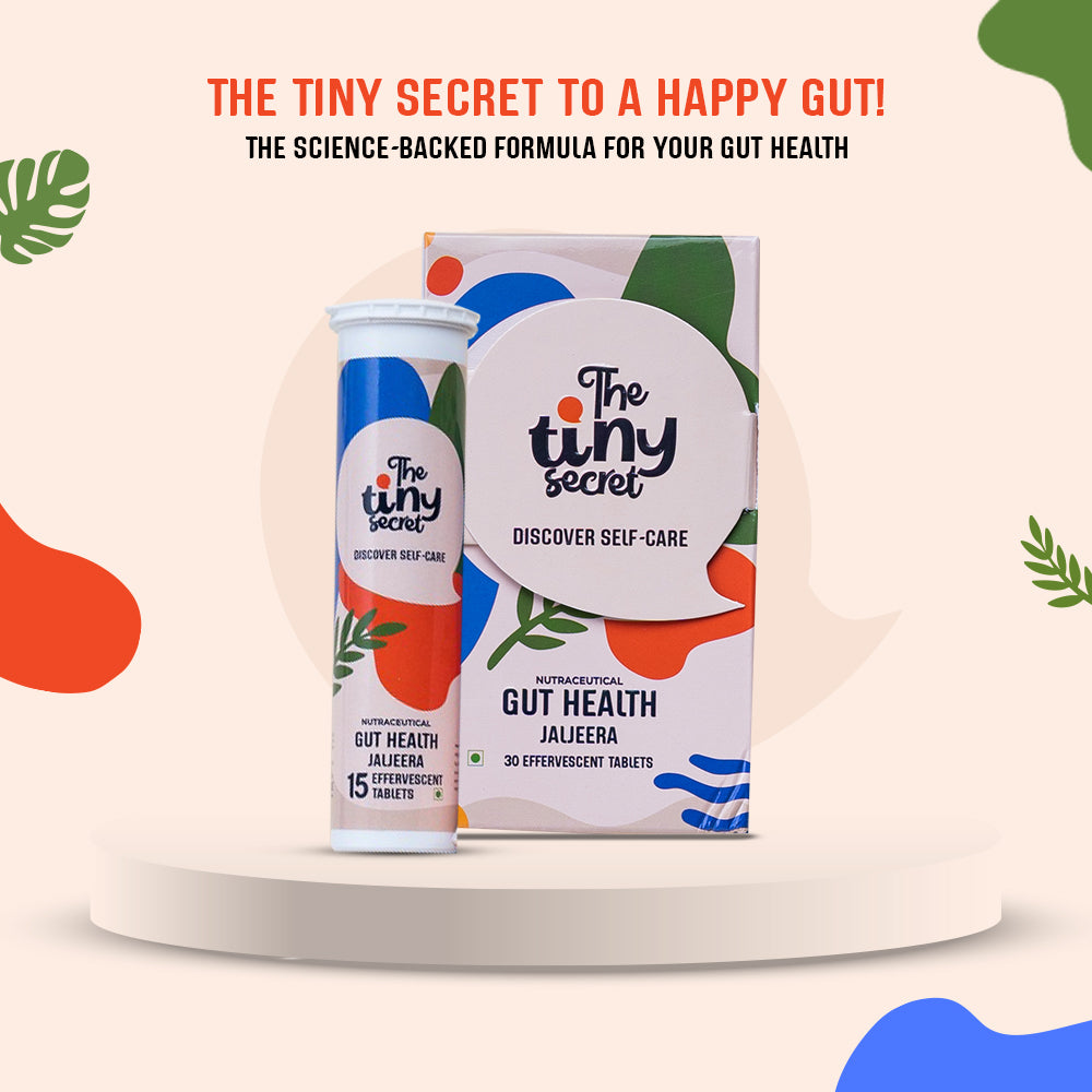 The Tiny Secret Gut Health Jaljeera Flavoured Fizz | Pack of 30 Fizz Tablets | 10 Billions Cfu Probiotics | Pre Probiotic Supplement | With Goodness of black pepper & Cinnamon |Best Gut Health Supplement | Zero Sugar, Low fat & Low Calorie |