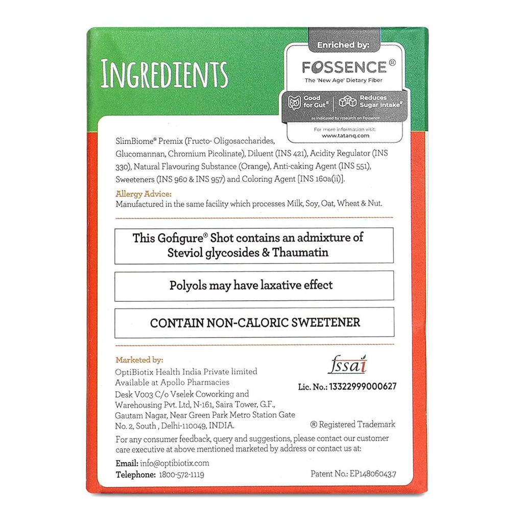 GoFigure Pre Meal Supplement Powder Shot Orange Flavor, 21 Sachets (5g Each) | With Slimbiome for Weight Loss & Weight Management, Metabolism Support | Natural Appetite Control for Men & Women