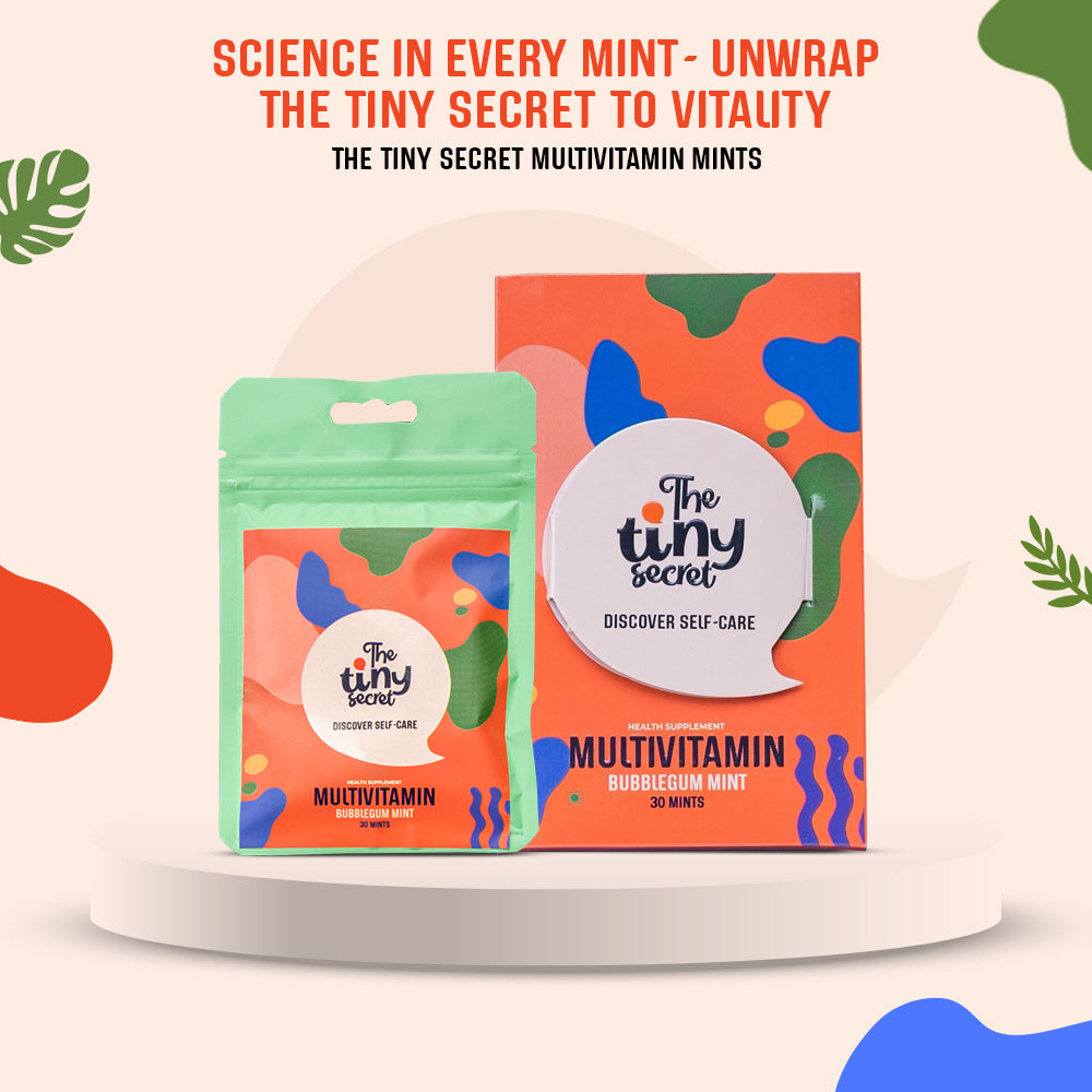 The Tiny Secret Multivitamin Fit Mints | Supports Overall Health | Zero Sugar, Low Fat & Calorie | With 24 Essential vitamins & Minerals | Bubblegum Flavour | 30 Mints Pack of 2