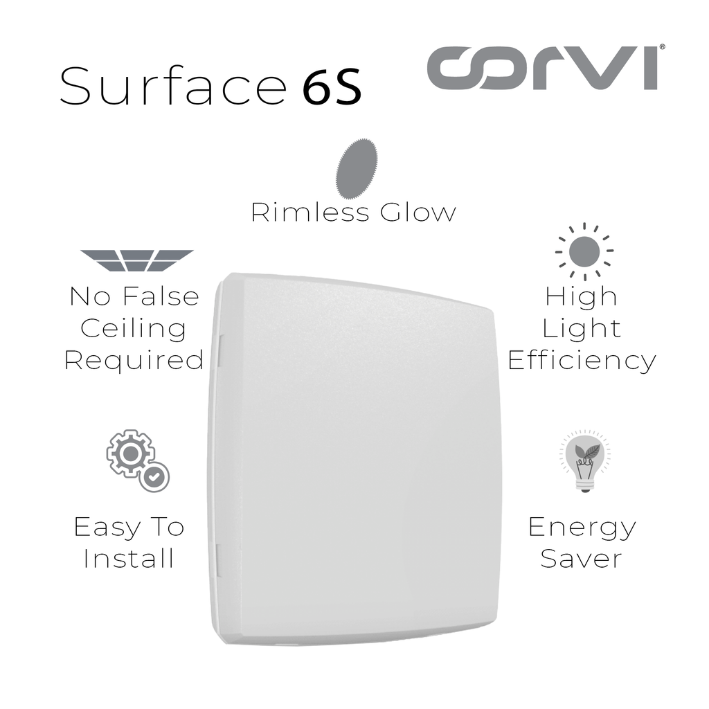 CORVI LED Surface 6S Square 15W | Dimmable, Driverless Ceiling Panel Light | Slim, Full Glow, No False Ceiling Required | Easy White 4000K (Pack of 3)
