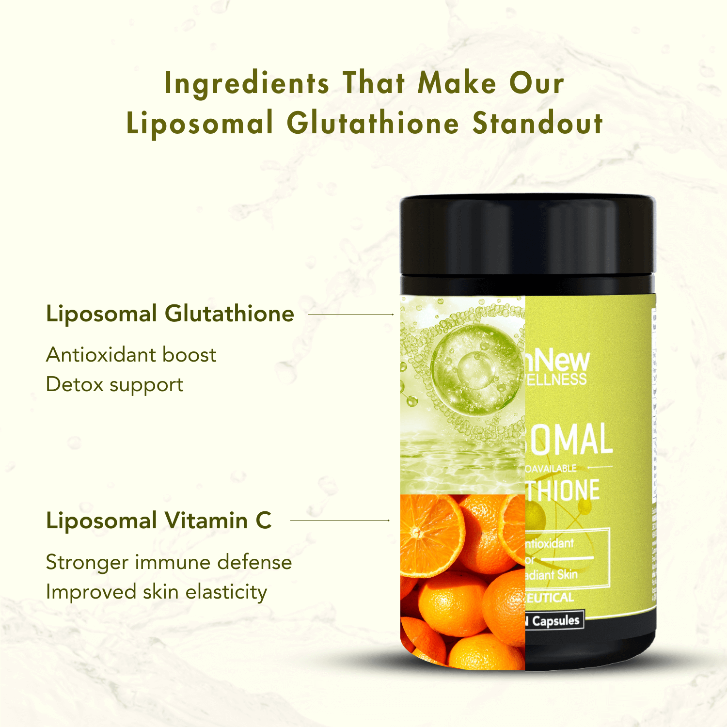 Wishnew Wellness LIPOSOMAL GLUTATHIONE Capsules - For Youthful & Radiant Skin | Immune Health | 30 Vegetarian Capsules - With Enhanced Bioavailability & Antioxidant Support | Suitable for Men & Women Pack of 2
