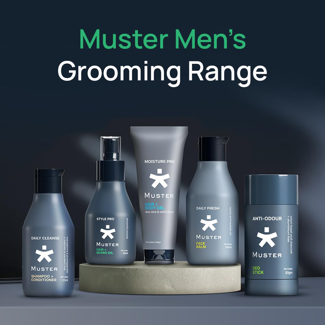 Muster Style Pro Hair & Beard Oil | 80 ML | Non-Greasy Formula | Styling Hair & Beard Spray | Almond & Coconut Oil | Deep Moisturization | Scalp & Skin Care (Pack of 2)