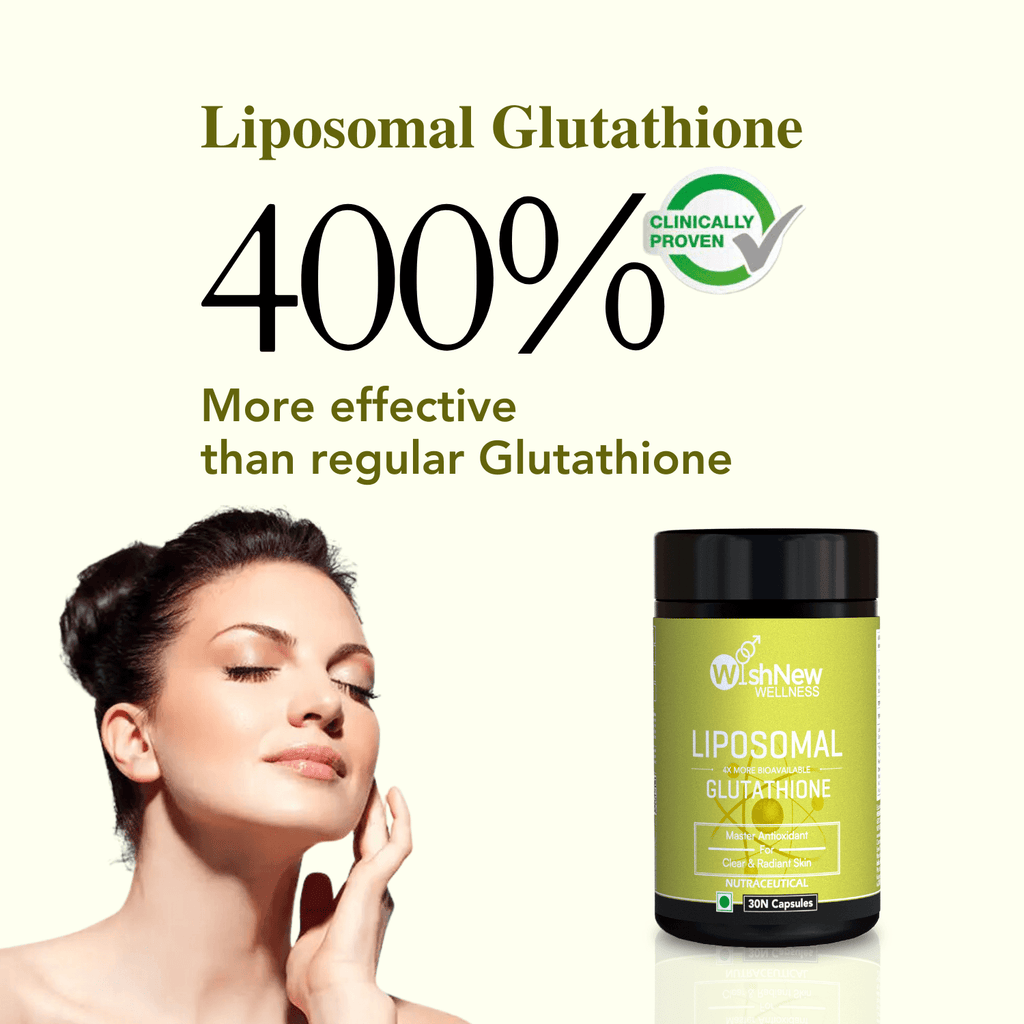 Wishnew Wellness LIPOSOMAL GLUTATHIONE Capsules - For Youthful & Radiant Skin | Immune Health | 30 Vegetarian Capsules - With Enhanced Bioavailability & Antioxidant Support | Suitable for Men & Women Pack of 2