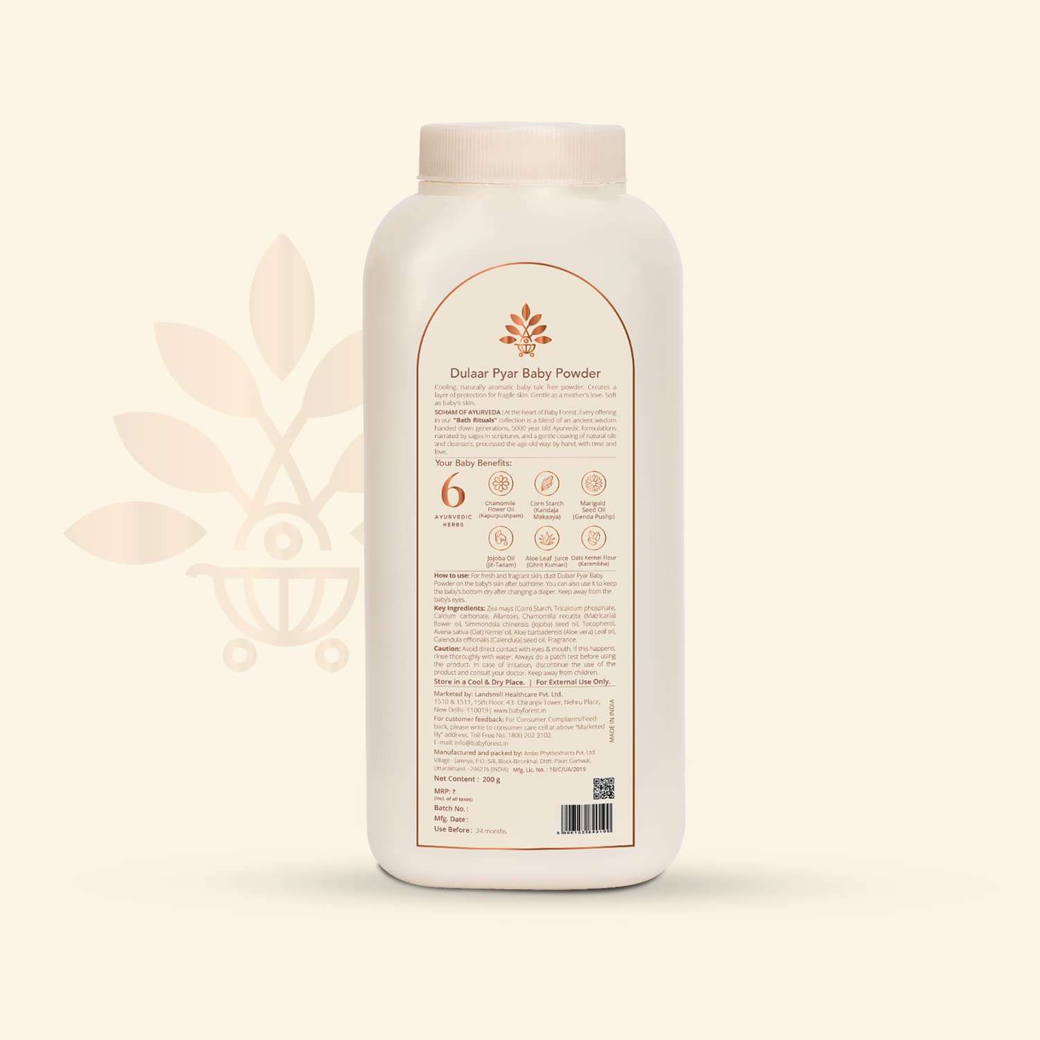 BABY FOREST Dulaar Pyar Talc-Free Baby Powder 200 gm with Komal Kawach Diaper Rash Cream 100 gm