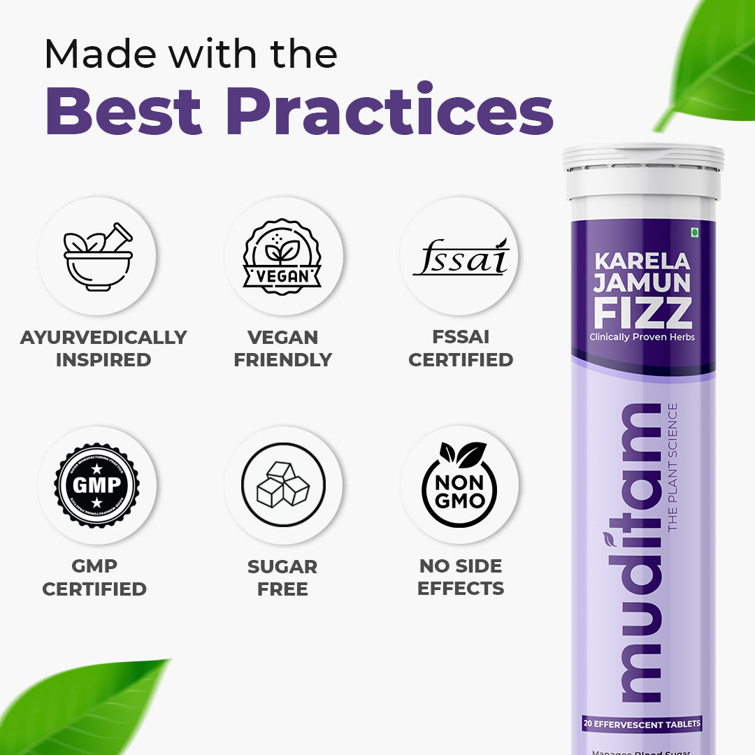 Muditam Ayurveda Karela Jamun Fizz-300 Effervescent Tablets(Karela Jamun Juice)|Helps in High Sugar Condition|Promotes Healthy Glucose Levels|Boosts Digestive Health| Ideal For 5 Months