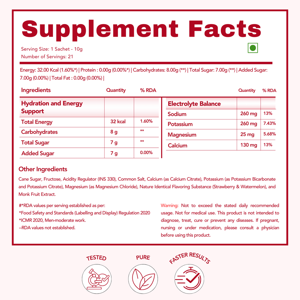 WishNew Wellness HydraFuel: Prime Electrolyte Energy Workout Drink Mix | Get Daily Hydration & Instant Energy Boost | Strawberry-Watermelon with natural Sweetness| 20 Sachets | Suitable for Men & Women