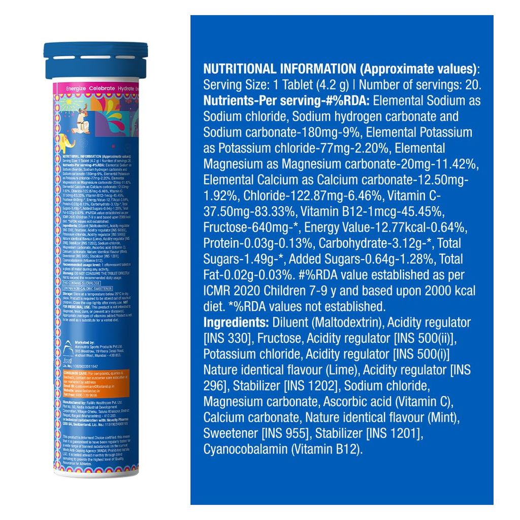 FAST&UP Reload (5 Litres) Low Sugar Energy Drink For Instant Hydration- With All 5 Essential Electrolytes + Added Vitamins -Certified Electrolytes Drink- Mojito Flavour (Pack Of 1) - Tablet