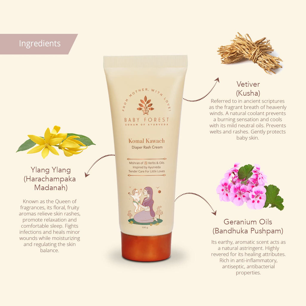 BABY FOREST Dulaar Pyar Talc-Free Baby Powder 200 gm with Komal Kawach Diaper Rash Cream 100 gm