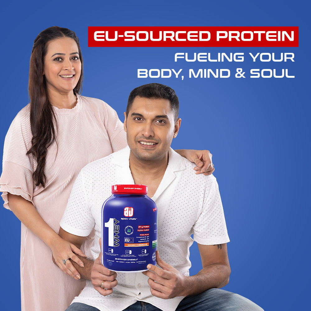 Apex Vitals 1 Whey - Grass-Fed Whey | 27g Protein, 10g EAA + 5g BCAA | Concentrate 80-60%, Isolate 86-40%, Digestive Enzymes | FDA, EFSA & FSSAI Certified|Mango Cheesecake - 4lbs