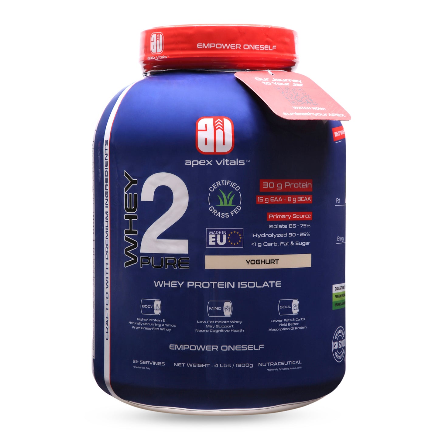 Apex Vitals Whey Protein Isolate Yogurt 4 Lbs