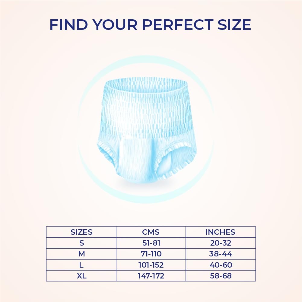 MediSORB Adult Diaper Pants | Large (L) |Waist 101-512 cm (40-60 inches) |High Absorbency -15 Hrs |Rash-Free |Leakproof |Breathable |Odourless |Elastic Waist |For Men & Women | 10 Units, Pack of 1