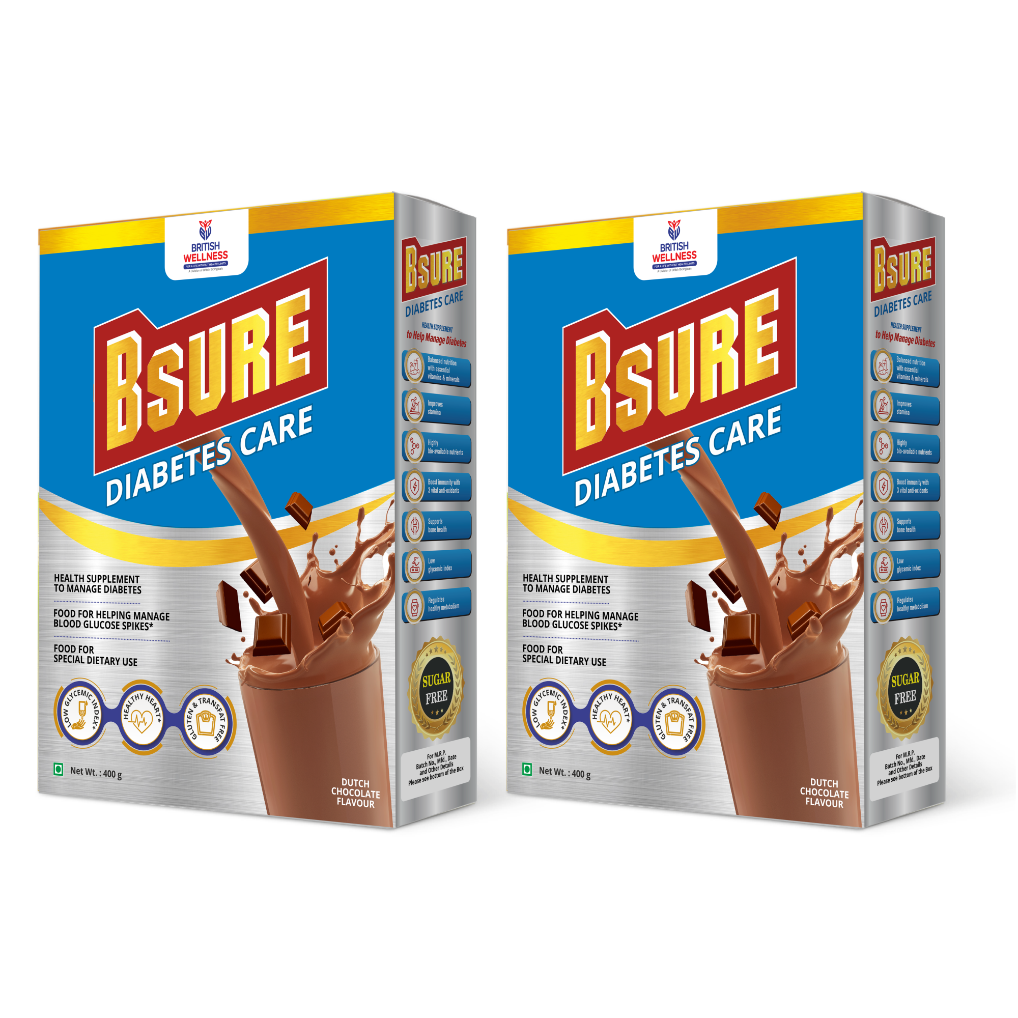 Bsure Diabetes Care- Balanced Vital Nutrients to Manage Blood Sugar, Weight & Strength Chocolate Flavour- 400gm.