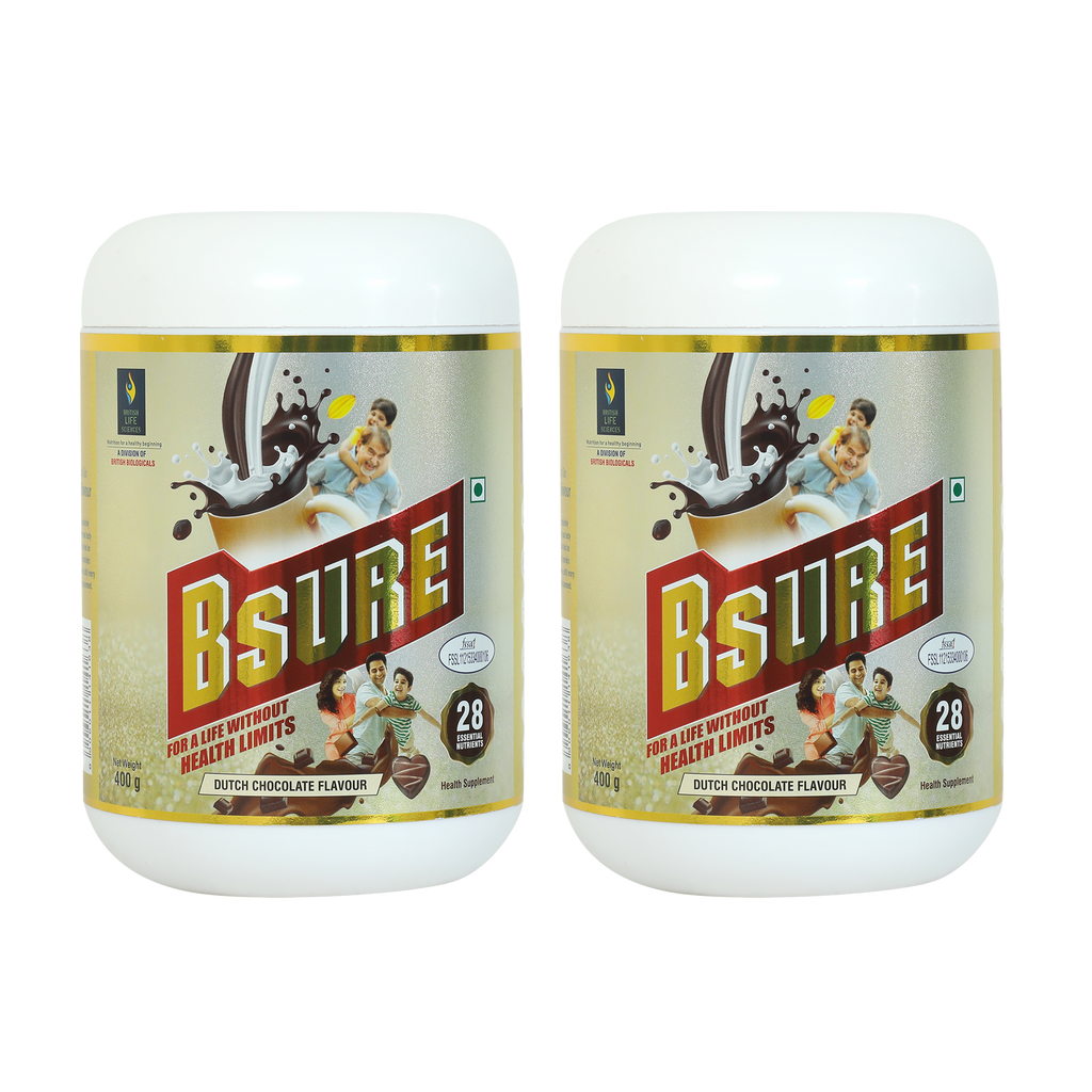 Bsure - For a Life Without Health Limits | Complete balanced Nutritional supplement | Immune Booster| with 3 Vital Oxidants | Delicious Dutch Chocolate Flavour |400 g (Pack of 2)