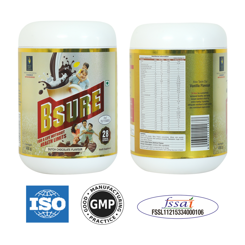 Bsure - For a Life Without Health Limits | Complete balanced Nutritional supplement | Immune Booster| with 3 Vital Oxidants | Delicious Dutch Chocolate Flavour |400 g (Pack of 2)