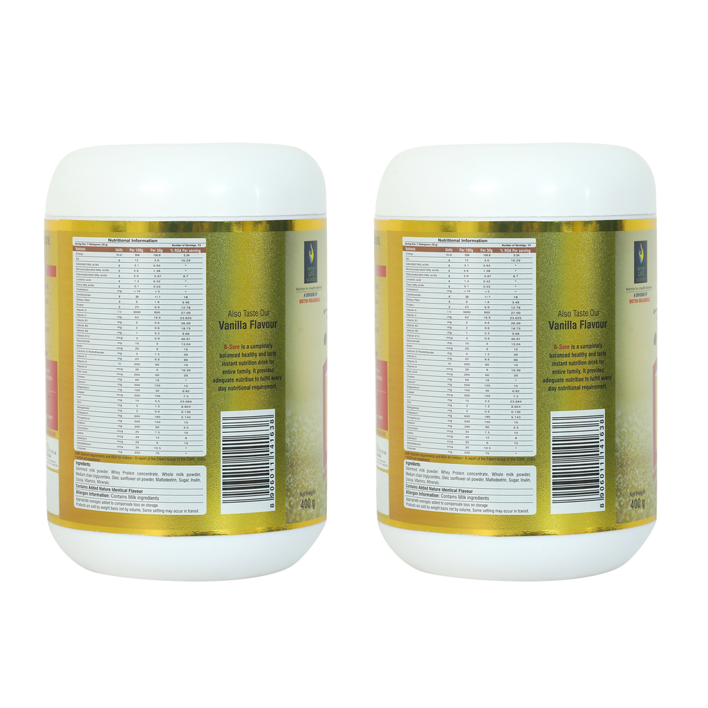 Bsure - For a Life Without Health Limits | Complete balanced Nutritional supplement | Immune Booster| with 3 Vital Oxidants | Delicious Dutch Chocolate Flavour |400 g (Pack of 2)