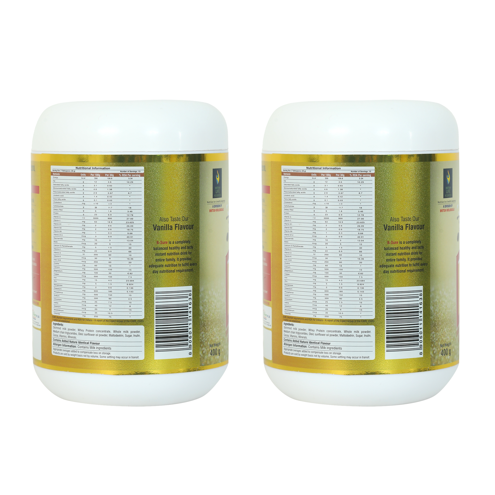 Bsure - For a Life Without Health Limits | Complete balanced Nutritional supplement | Immune Booster| with 3 Vital Oxidants | Delicious Dutch Chocolate Flavour |400 g (Pack of 2)