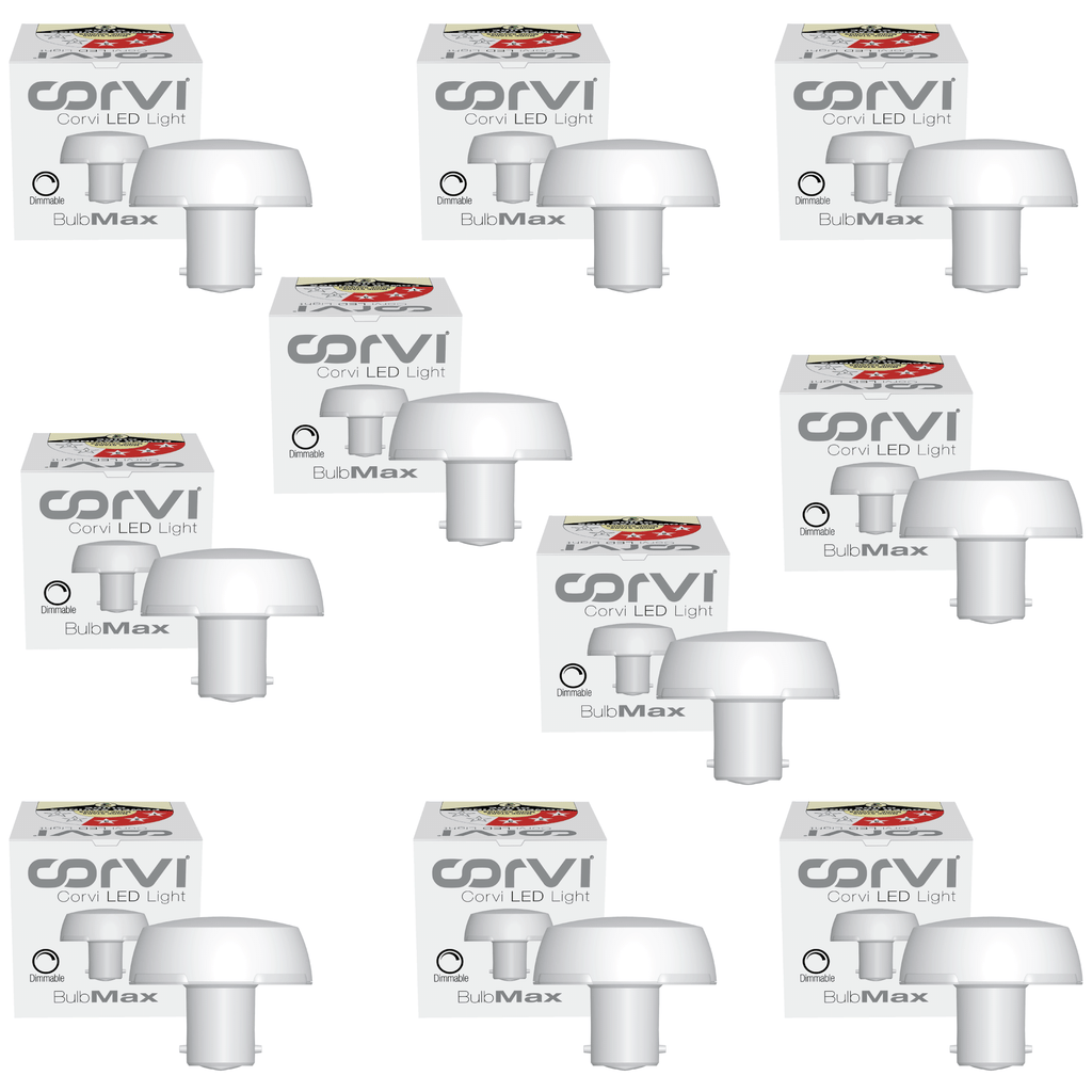 CORVI LED Bulb | 9 Watts illumination using 6 Watts power | B22, Compact Non-Protruding | 5700K White Full Glow | Dimmable | 2 Year Warranty | Industry’s Best 3 star Rated Energy Saving Bulb (Pack of 10)