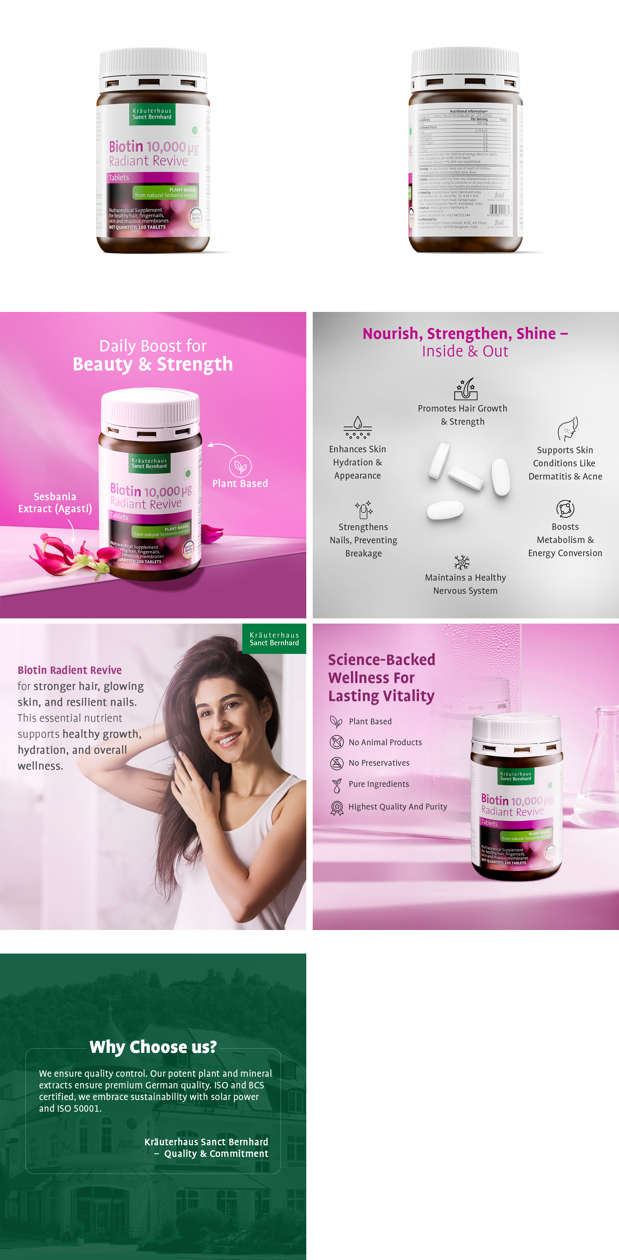 Sanct Bernhard Biotin Radiant Revive | High-Potency Biotin for Hair Growth & Strength | Supports Healthy Skin, Strong Nails & Metabolism | Essential Vitamin H for Beauty & Wellness | 60 Capsules