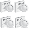 CORVI LED Flat3 6W Round Ceiling Light | Dimmable & Backlit |  White 5700K | Slim Driverless LED Panel with Junction Box | Ideal for False Ceilings & Home Use (Pack of 4)