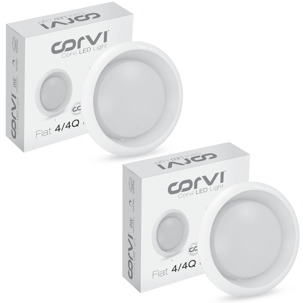 CORVI LED Flat 4 Round 6W Ceiling Panel Light | Slim, Dimmable & Driverless | Warm White 3000K | Backlit for Maximum Output | Ideal for False Ceilings & Home Lighting (Pack of 2)