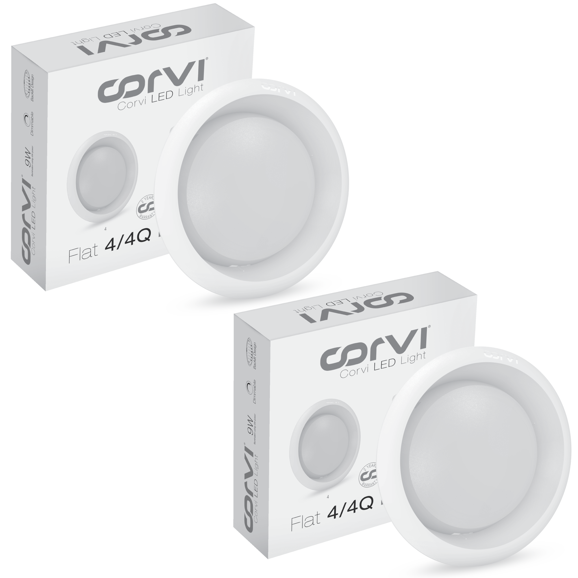 CORVI LED Flat 4 Round 6W Ceiling Panel Light | Slim, Dimmable & Driverless | Warm White 3000K | Backlit for Maximum Output | Ideal for False Ceilings & Home Lighting (Pack of 2)