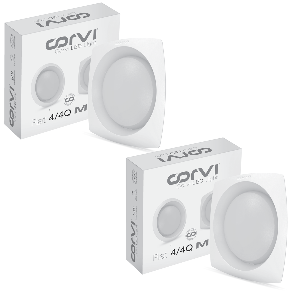 CORVI LED Flat 4Q Square 6W Ceiling Panel Light | Slim, Compact, Dimmable & Driverless | Warm White 3000K | Backlit for Maximum Output | Ideal for False Ceilings & Home Lighting (Pack of 2)