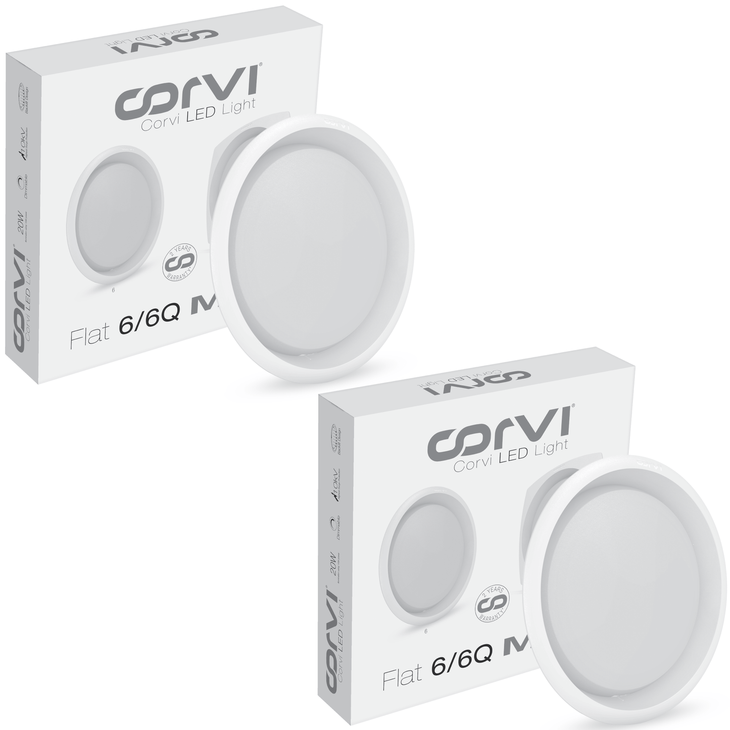 CORVI LED Flat 6 Round 15W False Ceiling Light | Compact, Driverless & Dimmable with Backlit Design |  White 5700K for Home & Office (Pack of 2)