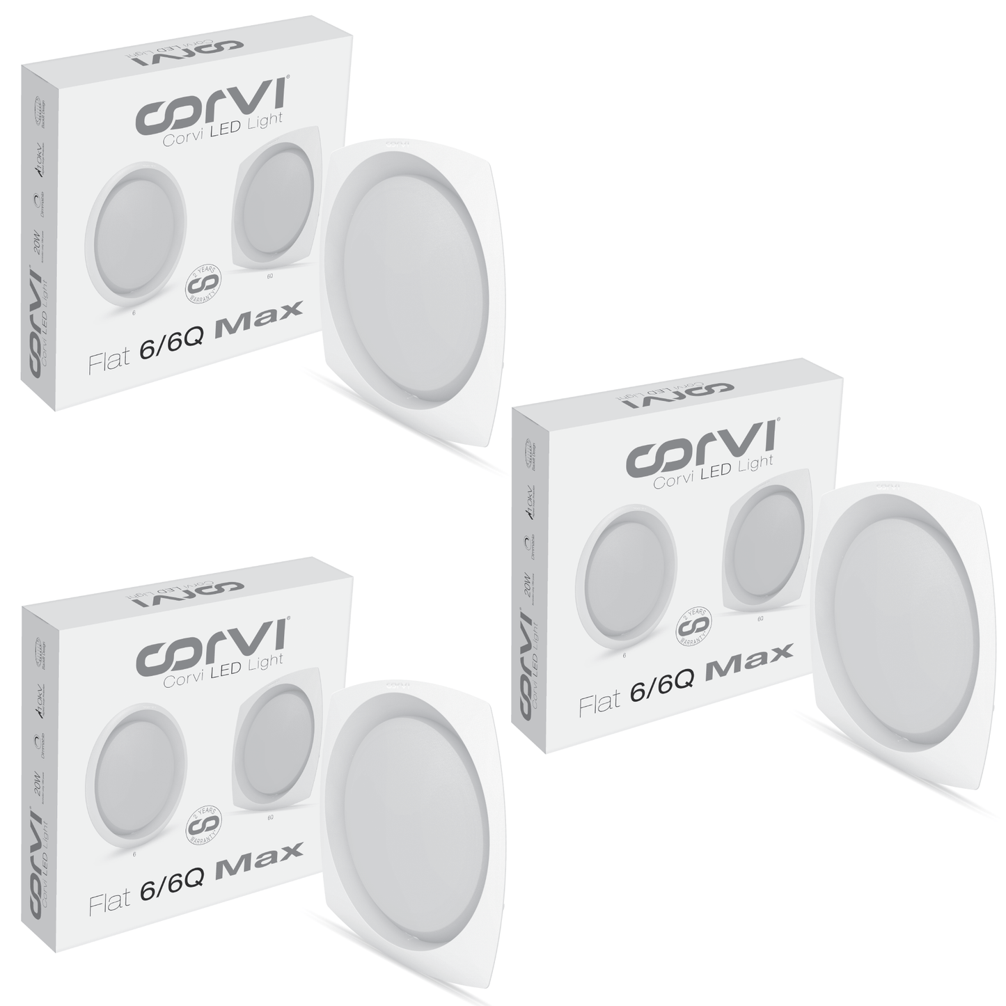 CORVI LED Flat 6Q Square 15W False Ceiling Panel Light | Slim, Compact, Driverless & Dimmable | Backlit for Maximum Output | Warm White 3000K (Pack of 3)