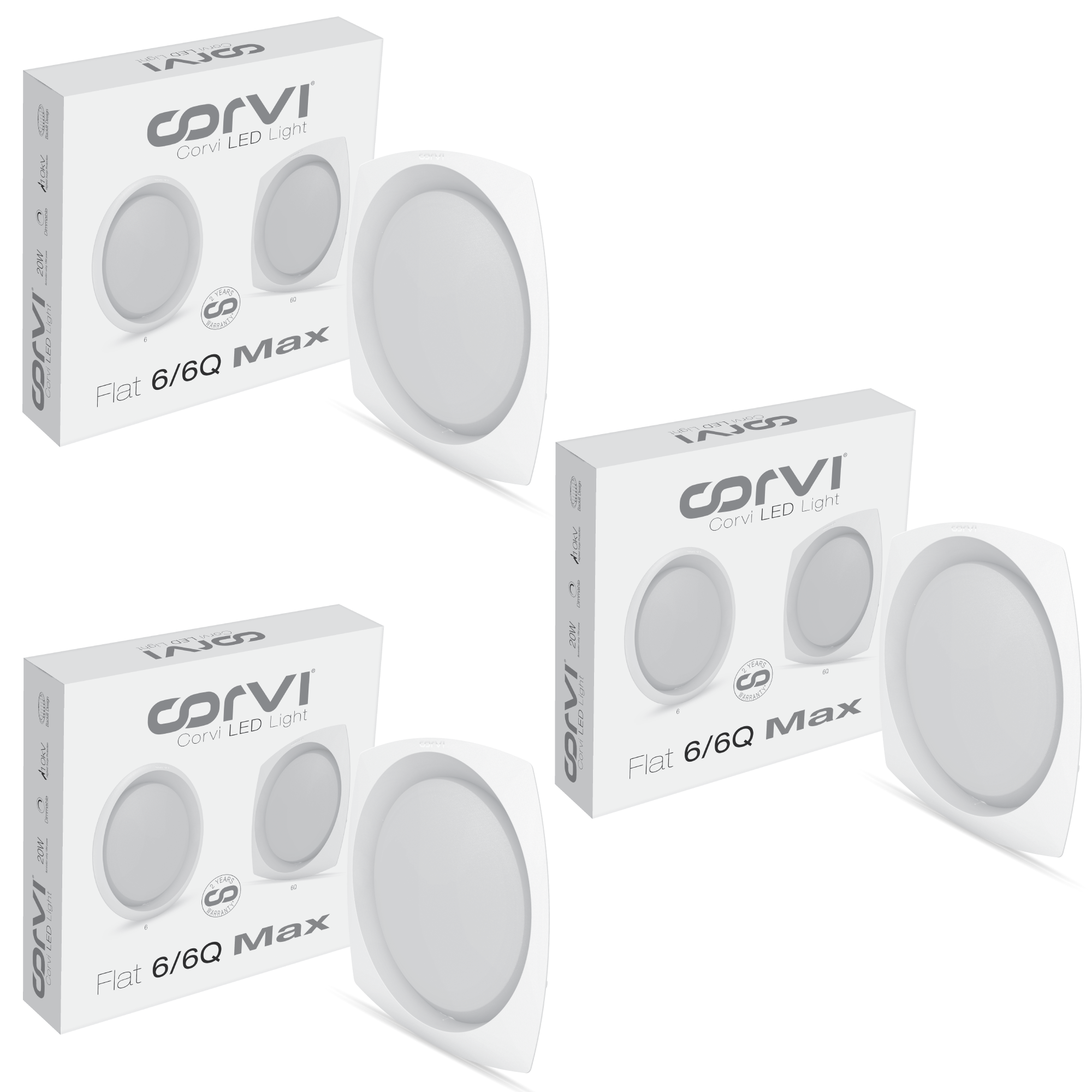 CORVI LED Flat 6Q Square 15W False Ceiling Panel Light | Slim, Compact, Driverless & Dimmable | Backlit for Maximum Output | Warm White 3000K (Pack of 3)