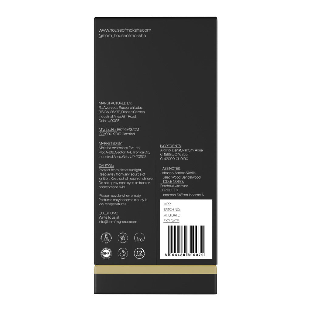 House of Moksha Greek God Eau De Parfum for Men - 70ml Perfume with Cinnamon, Saffron, Green Apple and Rich Tobacco Base for a Powerful Spicy-Woody Signature Scent