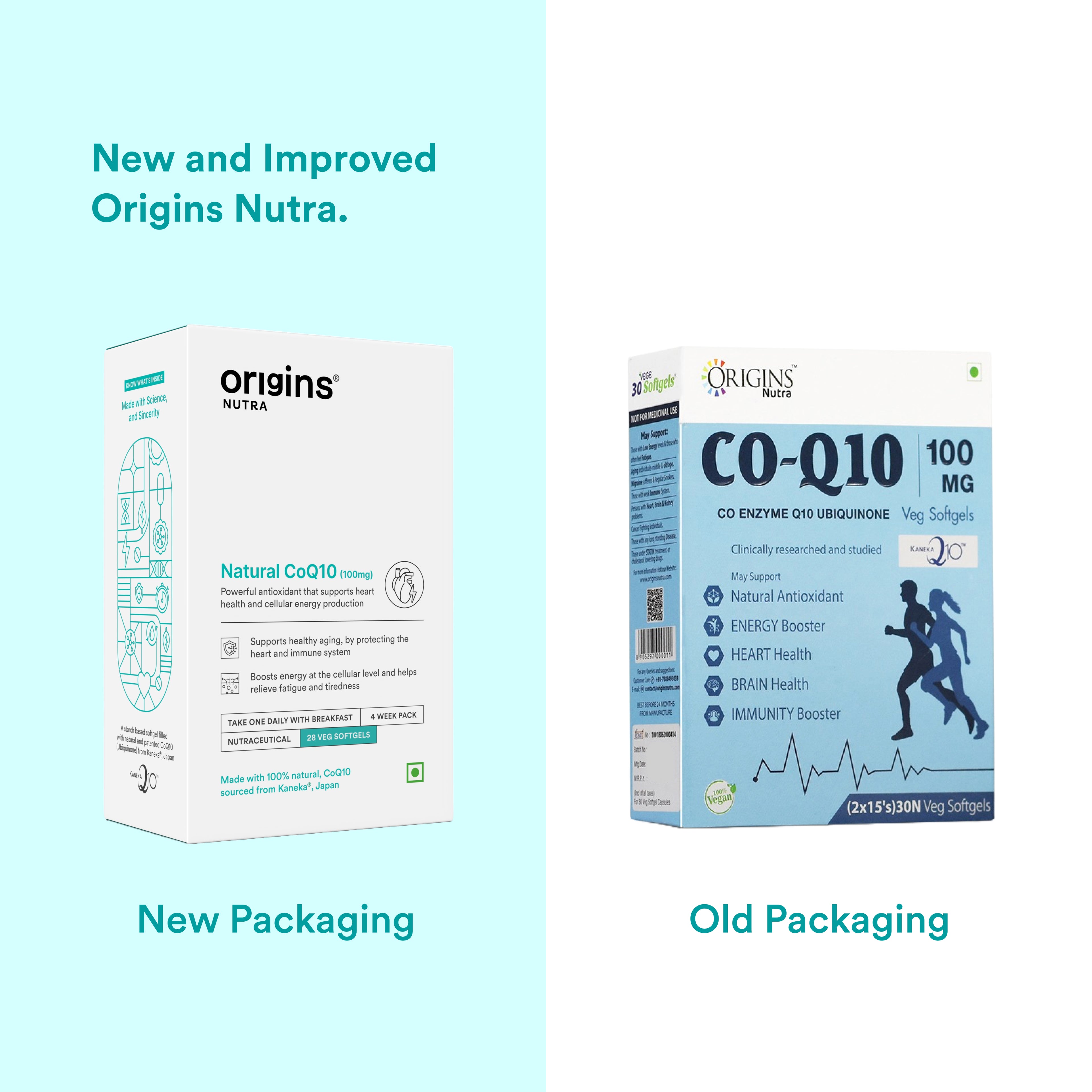 Origins Nutra Natural’s CoQ-10 (100mg) | Boost Energy & Stamina, Supports Heart Health, Relieves Migraine | CoQ 10 | GMP Certified | For Men & Women | 28 Veg Soft Gels Pack of 2