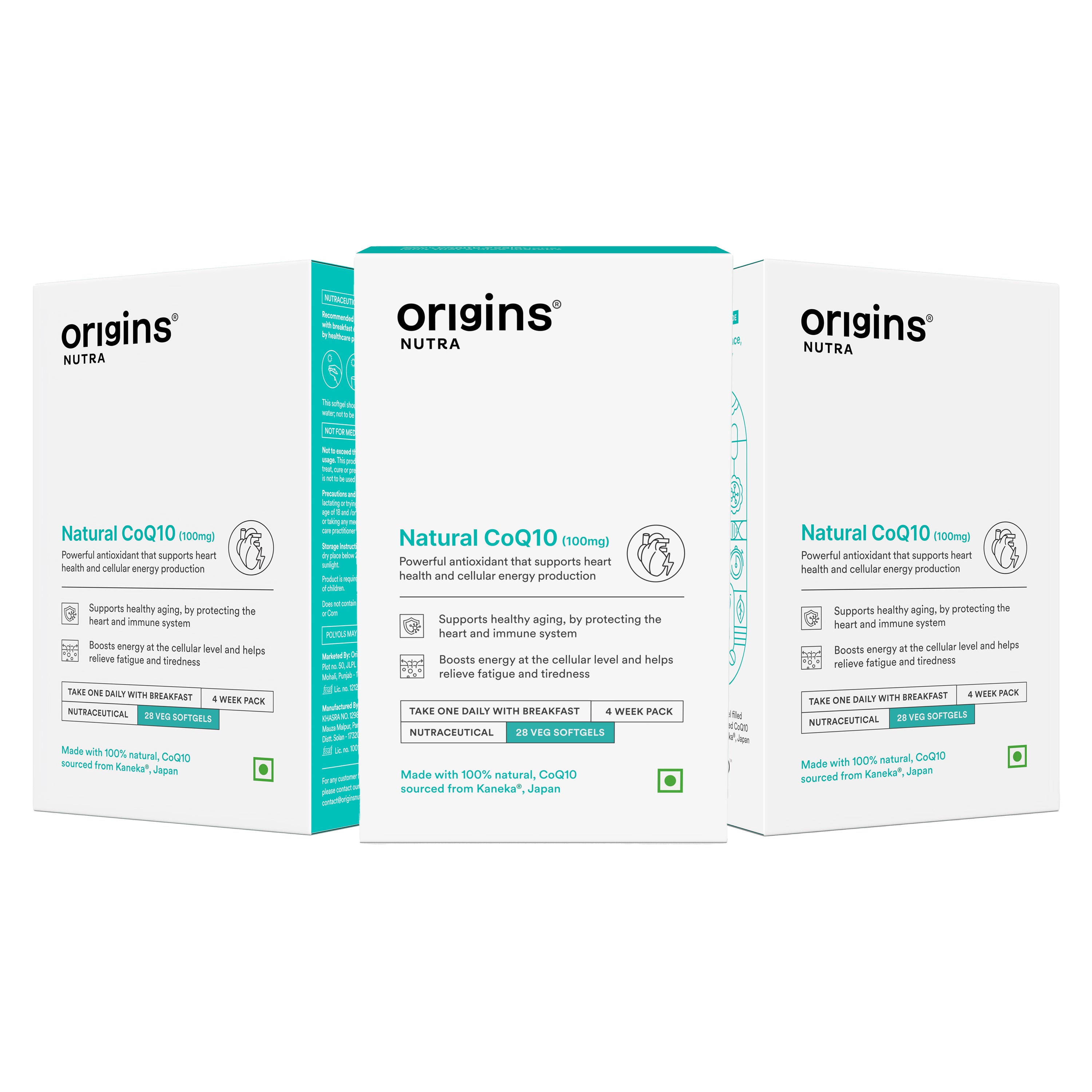 Origins Nutra Natural’s CoQ-10 (100mg) | Boost Energy & Stamina, Supports Heart Health, Relieves Migraine | CoQ 10 | GMP Certified | For Men & Women | 28 Veg Soft Gels Pack of 3